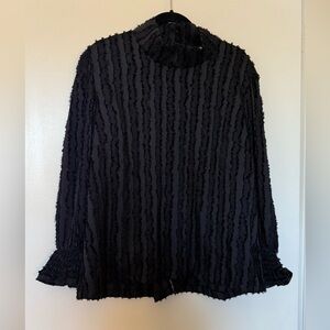 NWT Buru Long Sleeve Mod Top in Black Fringe Size XL